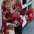 Switch Red Floral Peplum Boho Blouse 3 image