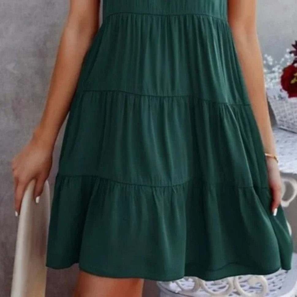 Mock Neck Tiered Tank Dress