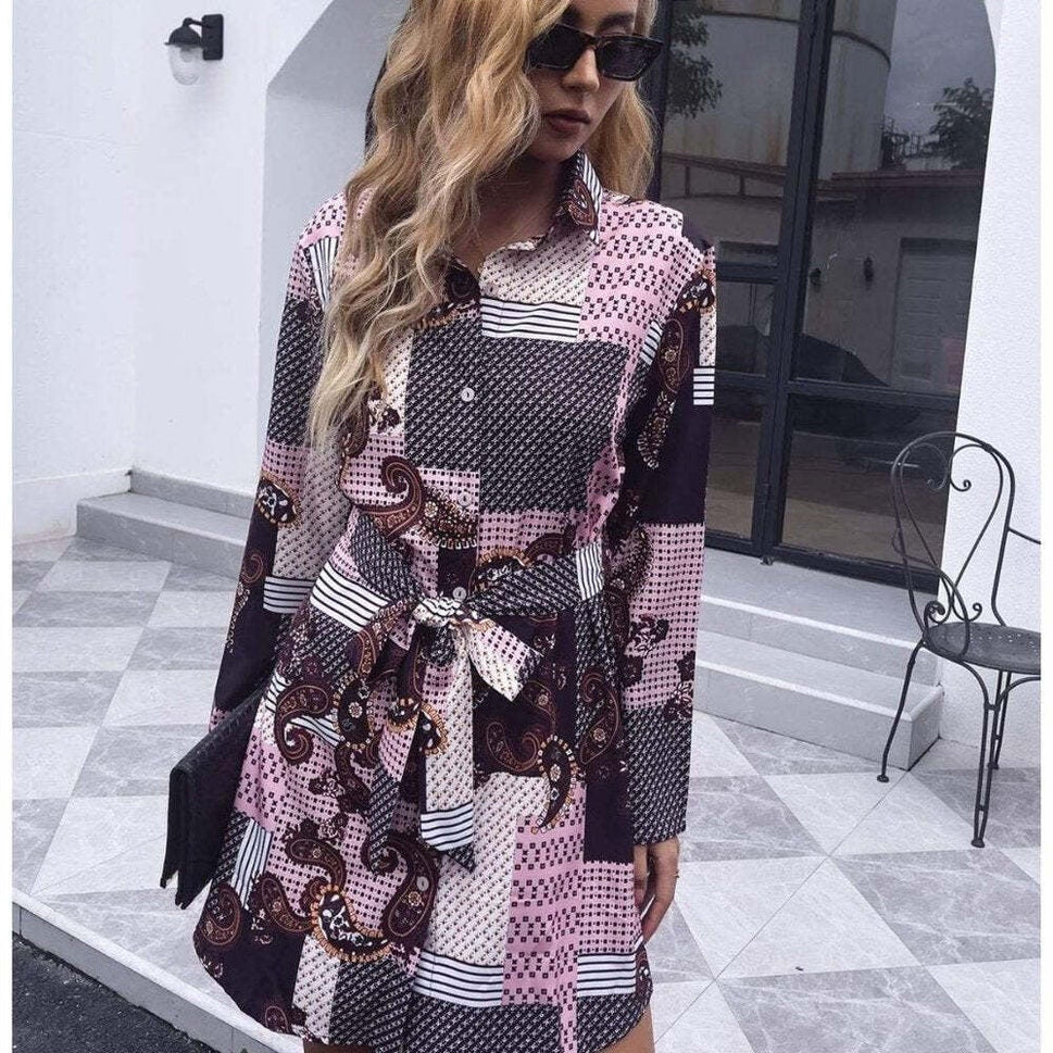 Anna-Kaci Detailed Mixed Print Dress