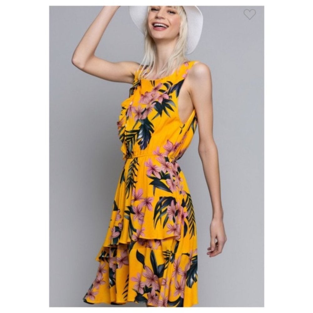 Tropical Ruffle Dress