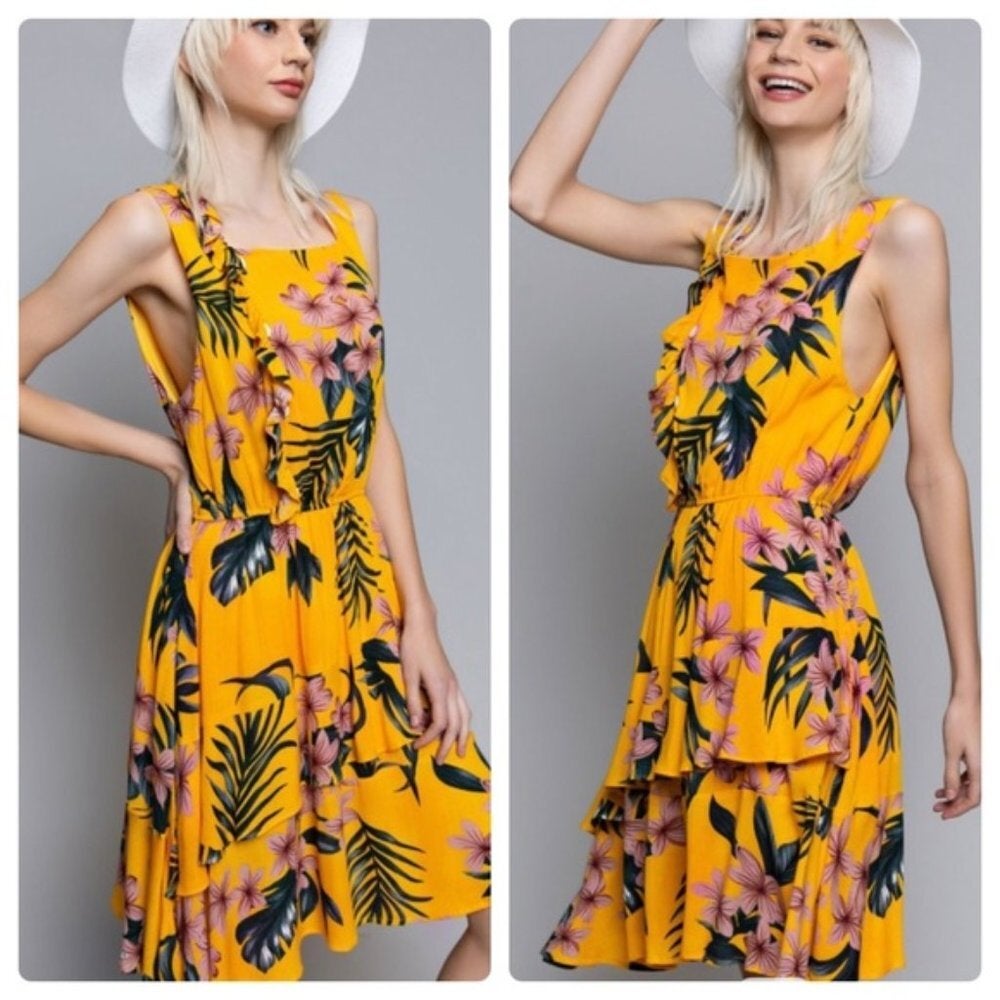 Tropical Ruffle Dress