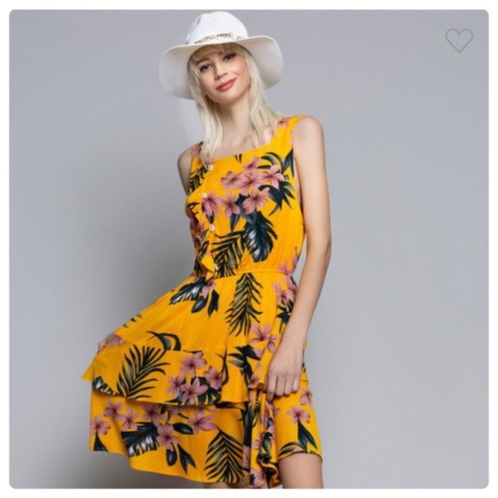 Tropical Ruffle Dress