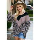 Switch Brushed Leopard Hacci Knit Color Block Top 3 image