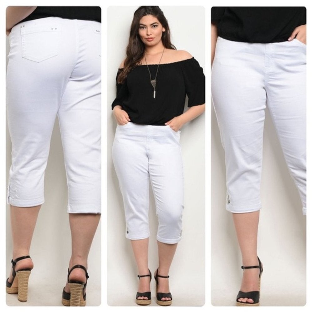 Plus SIze White Capri Pants