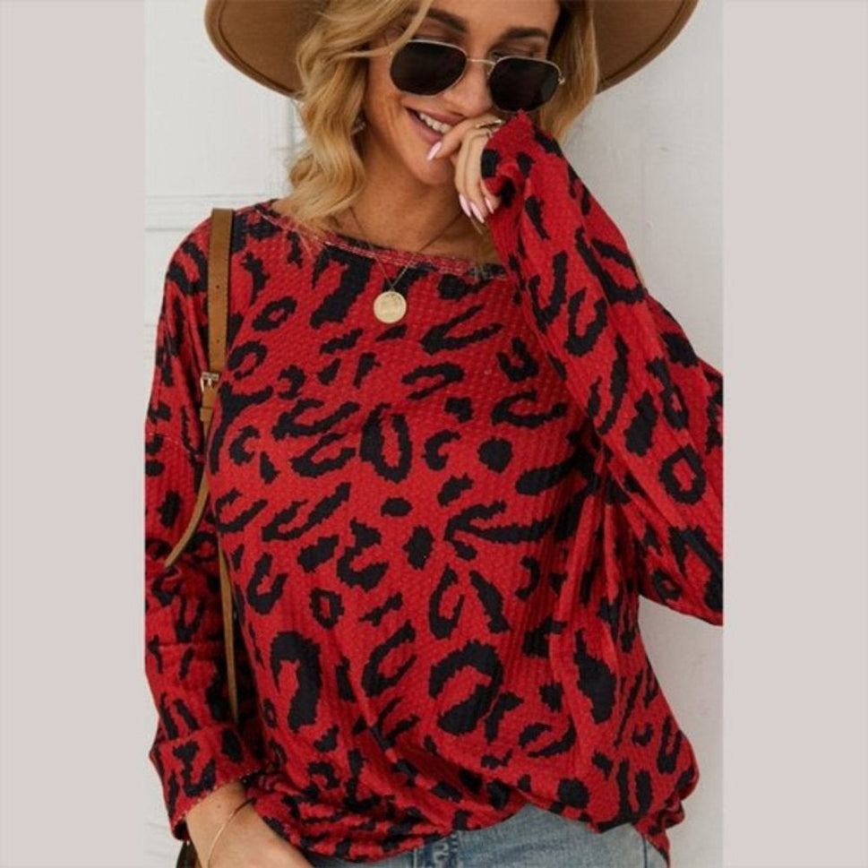 Leopard Print Long Sleeve Top