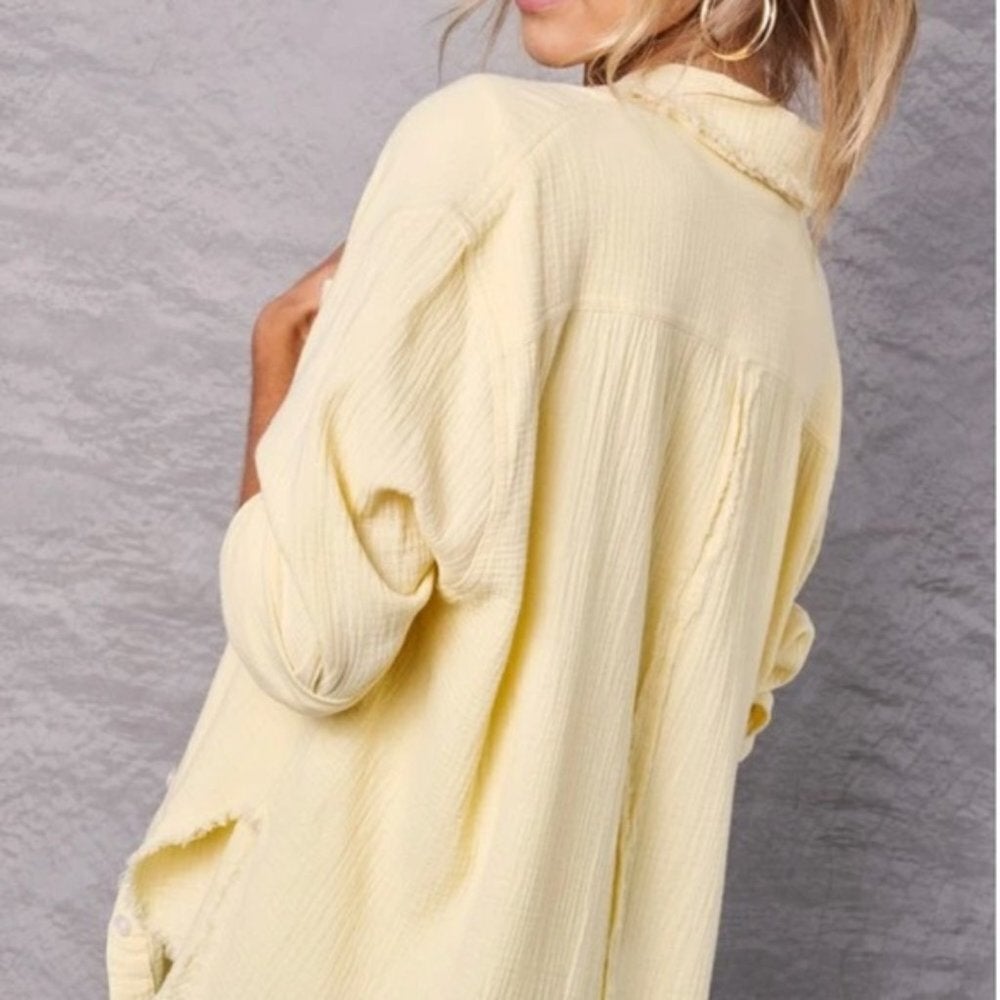 Lemon Gauze Button Down Shirt