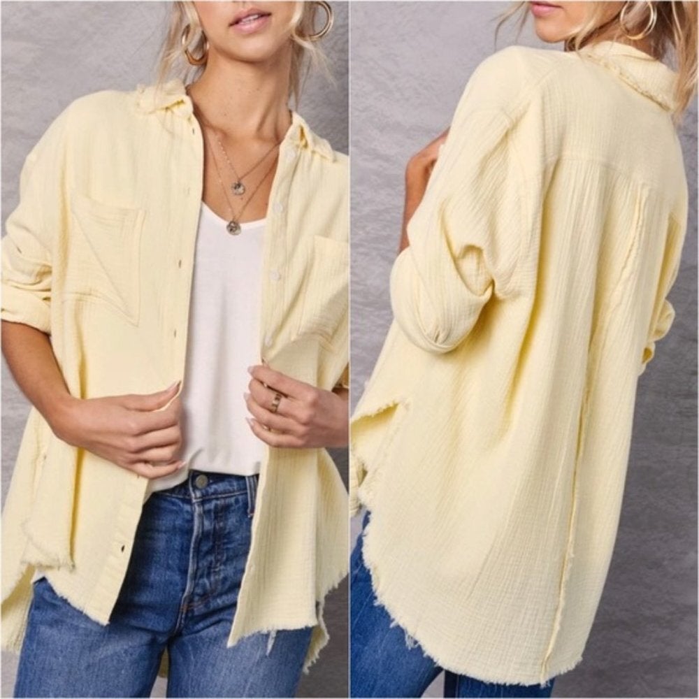 Lemon Gauze Button Down Shirt