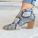 Switch Front Deep V-cut Snake Block Heel Bootie 3 image