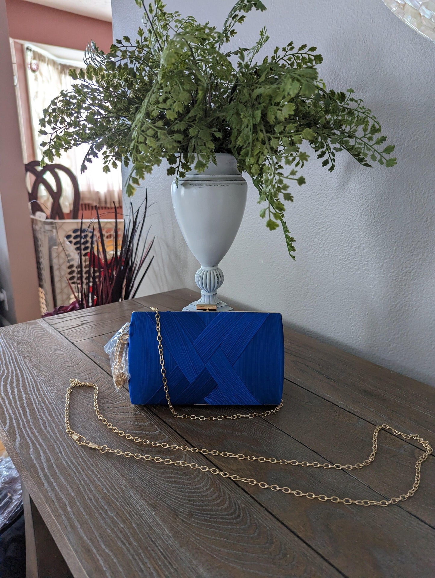 Chain Handle Clutch - Blue