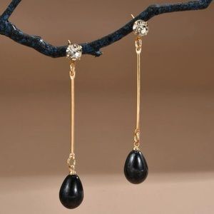 Pearl Rhinestone Drop Earrings