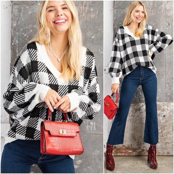 Black & White Plaid Sweater