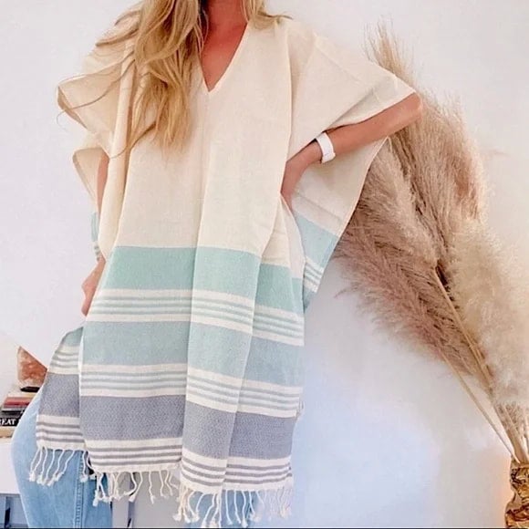 Tribal Seafoam Caftan Poncho