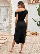 Switch Off Shoulder Ruched Draped Dress 2 image