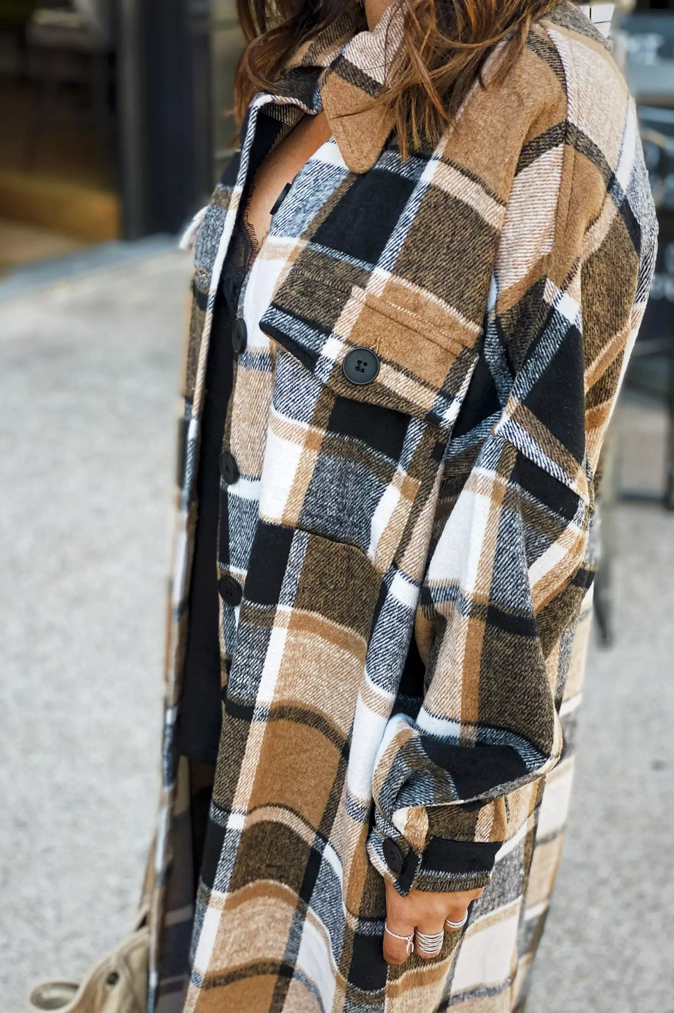 Flannel Shacket Jacket Maxi Length Women