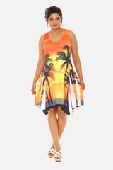 Palm Tree Orange Short Dress