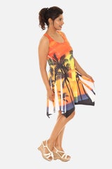 Palm Tree Orange Short Dress