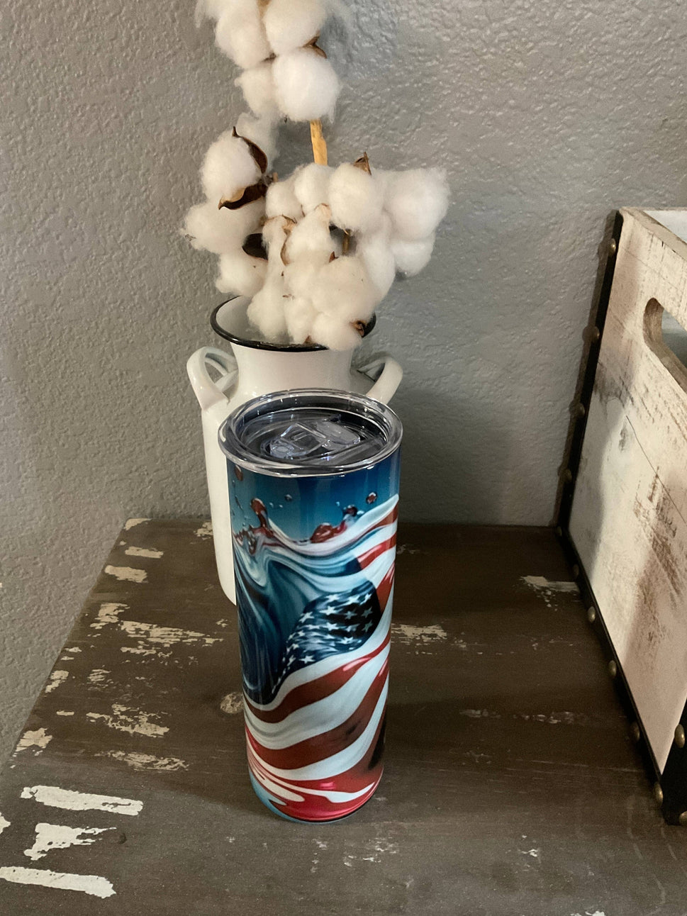 Farm Life Crafting 3D American FlagTumbler