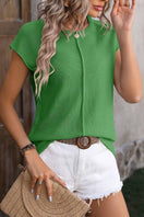 Switch Plain Exposed Seam Knit Round Neck Short Sleeves Top 3 image