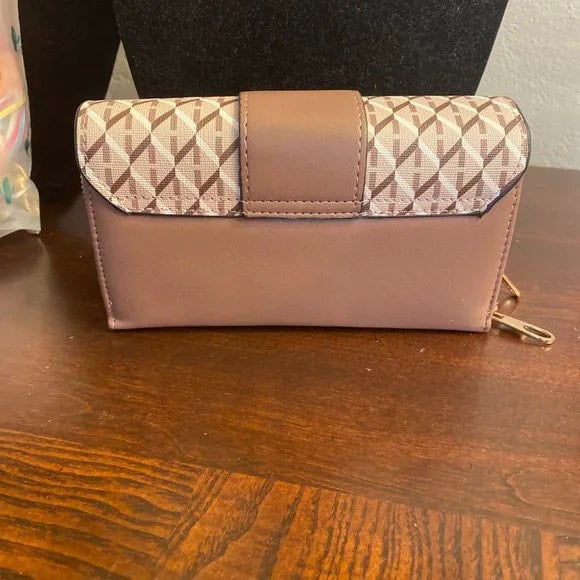 Tan Double Zipper Wallet Purse