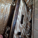 Switch Metallic brown patent leather Anne Klein lion purse 2 image