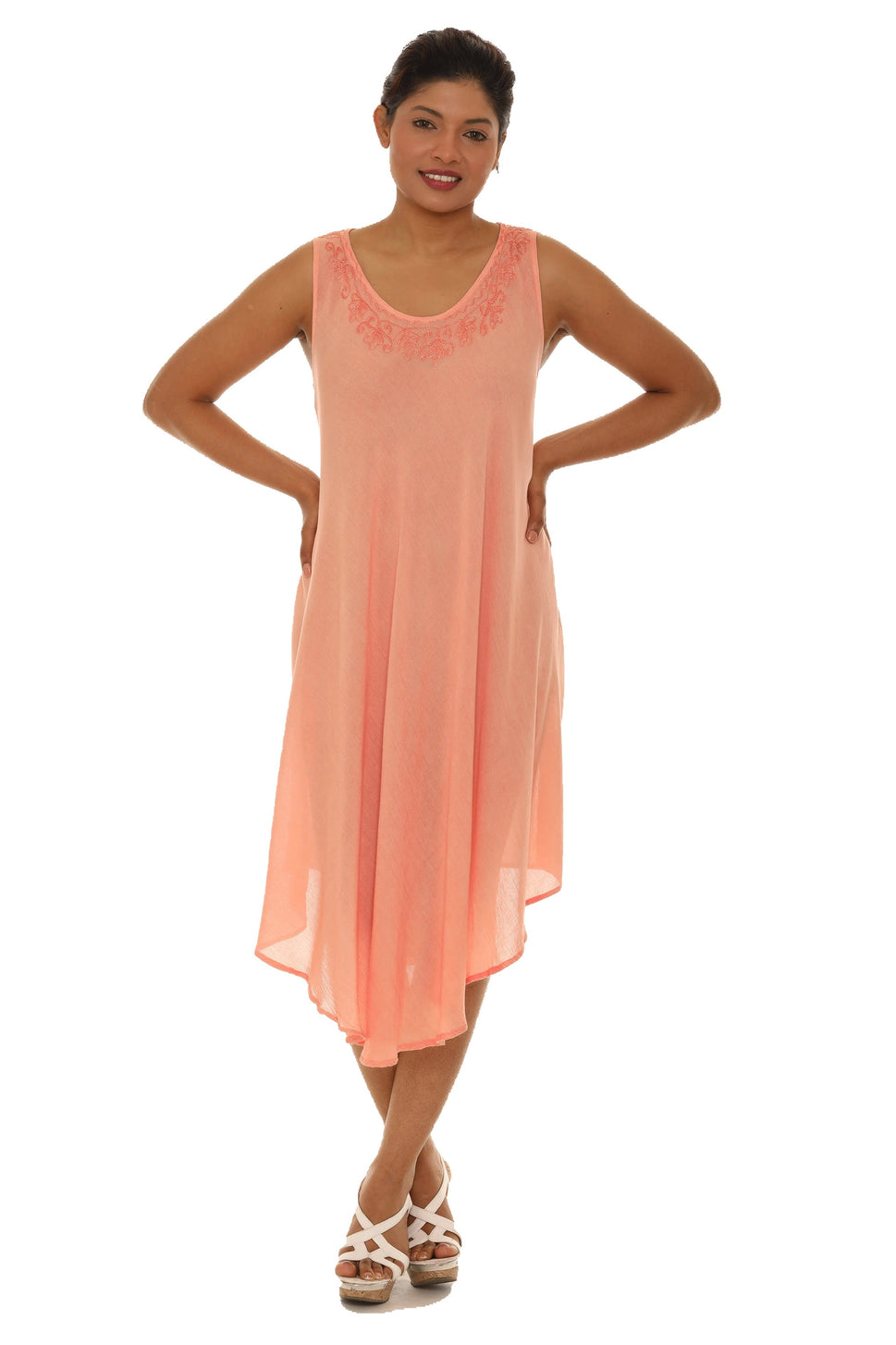 Solid Color Sleeveless Summer Dress