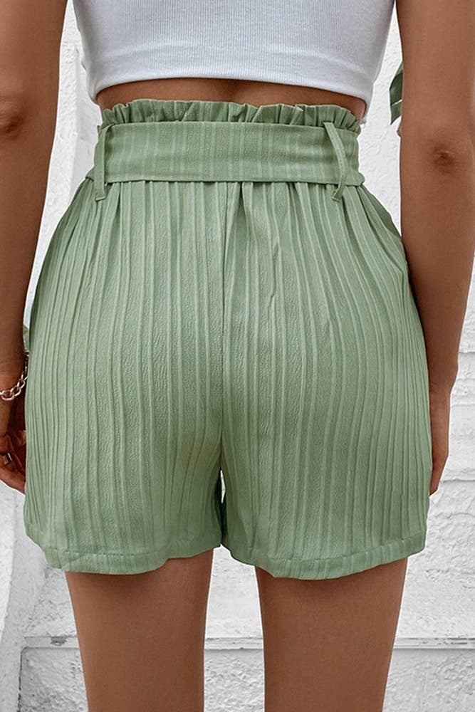 Green Pleated Stylish Comfort Fitting Shorts with Pockets