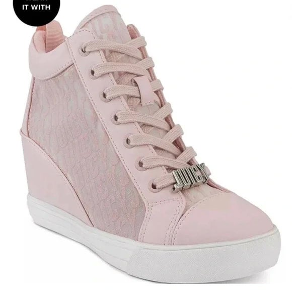 Juicy Couture Pink Jorgia Quilted Wedge Sneakers