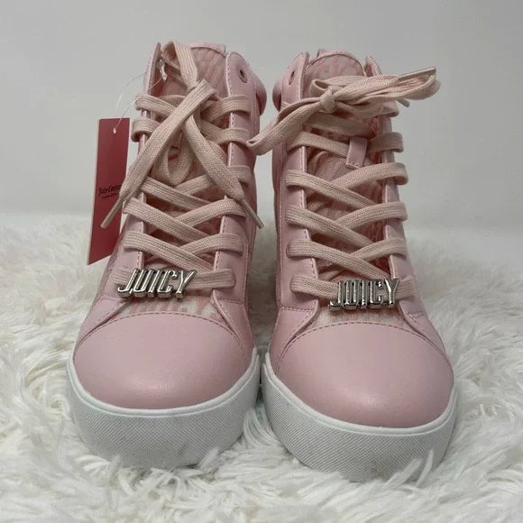 Juicy Couture Pink Jorgia Quilted Wedge Sneakers