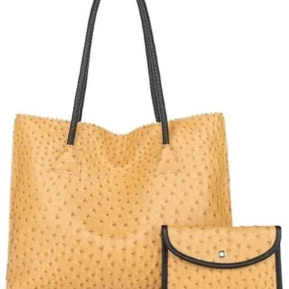 Yellow Ostrich Shoulder Bag/Tote