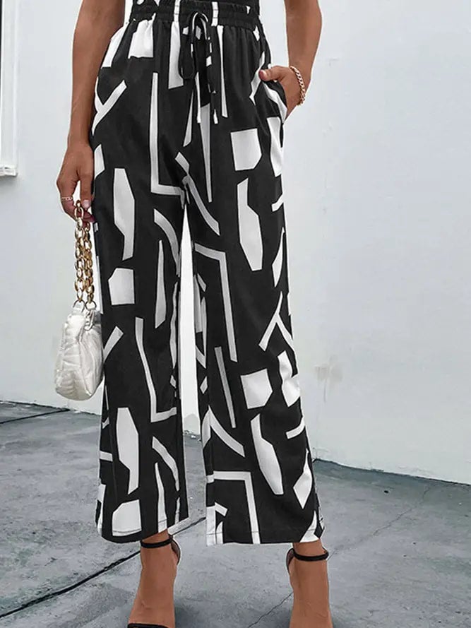 High Waist Abstract Print Pants