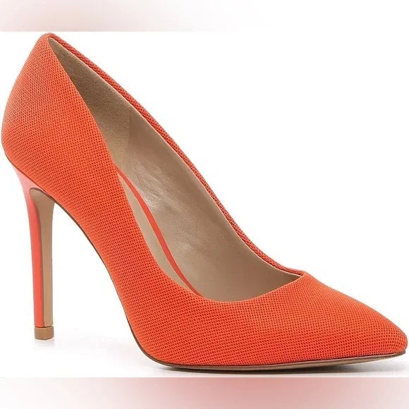 Pointy Toe Dress Hot Coral Pump Heels