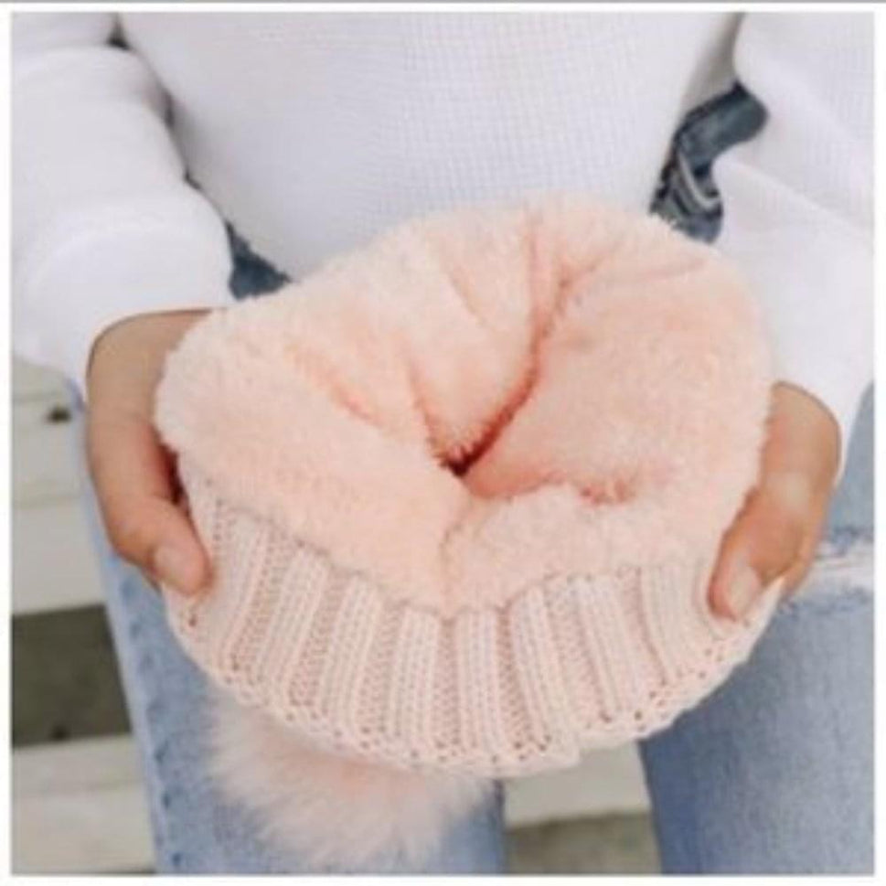 Blush Faux Fur Lined Beanie