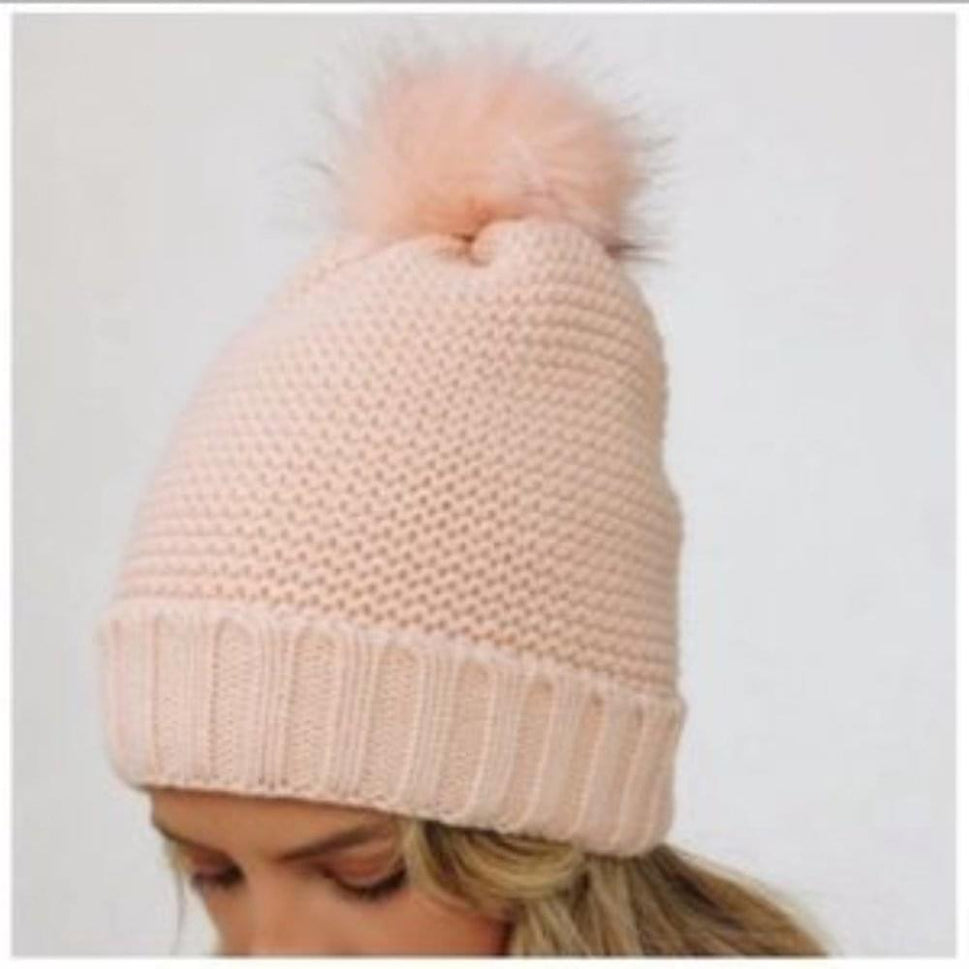 Blush Faux Fur Lined Beanie