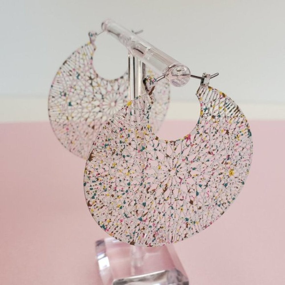 Paint Splash Filigree Circle Earrings