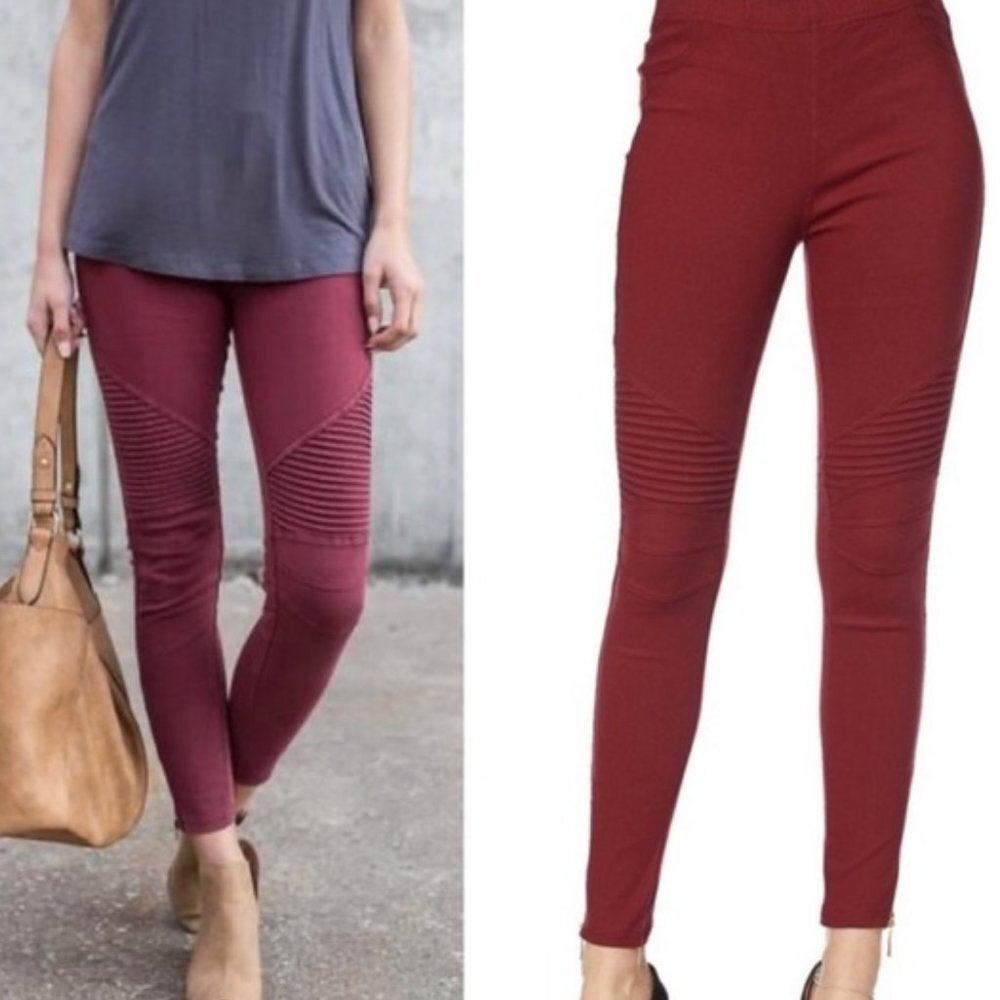 Stretch Moto Jeggings with Side Zippers