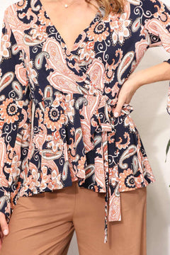 Sew In Love Full Size Angel Sleeve Top with Wrap Tie Body - Primrose Signature Boutique