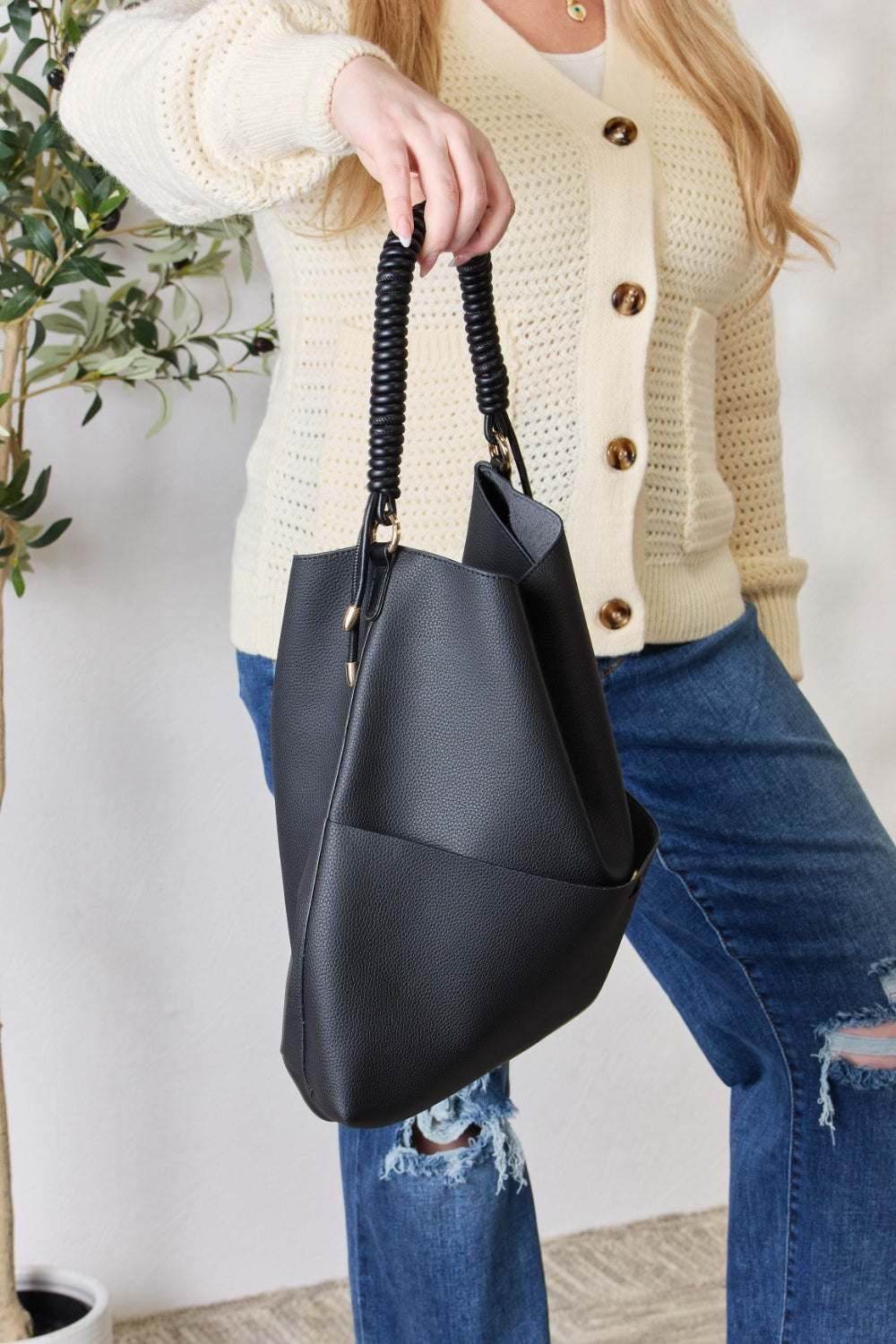 SHOMICO Vegan Leather Handbag with Pouch - Primrose Signature Boutique