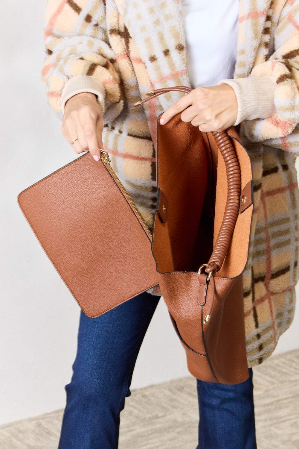 SHOMICO Vegan Leather Handbag with Pouch - Primrose Signature Boutique