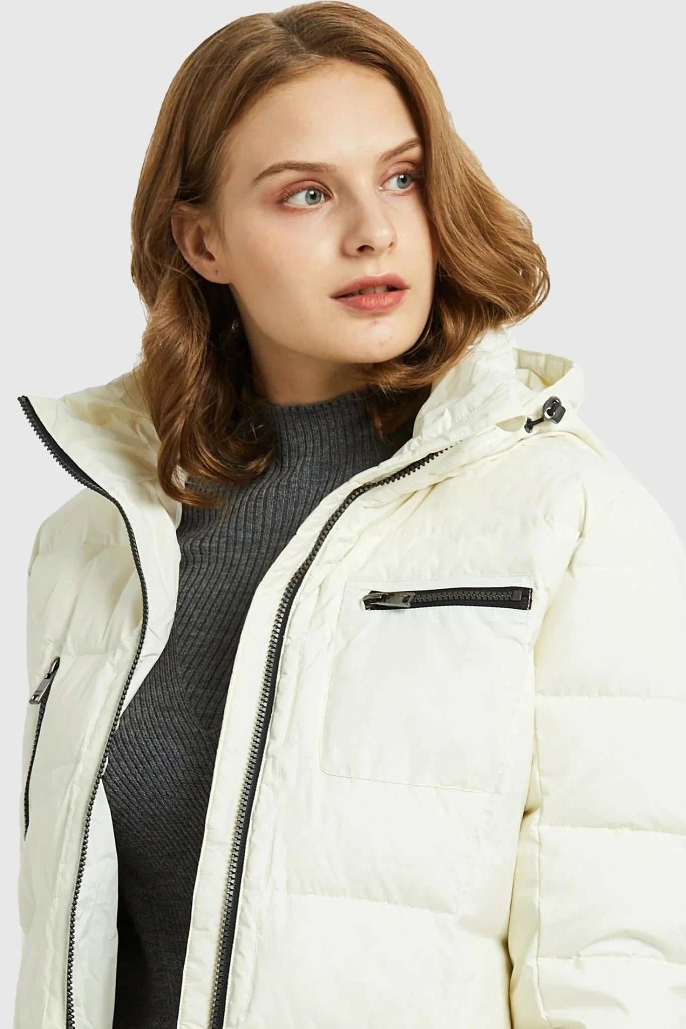 Slant Pocket Zip up Puffer Down Coat - Primrose Signature Boutique