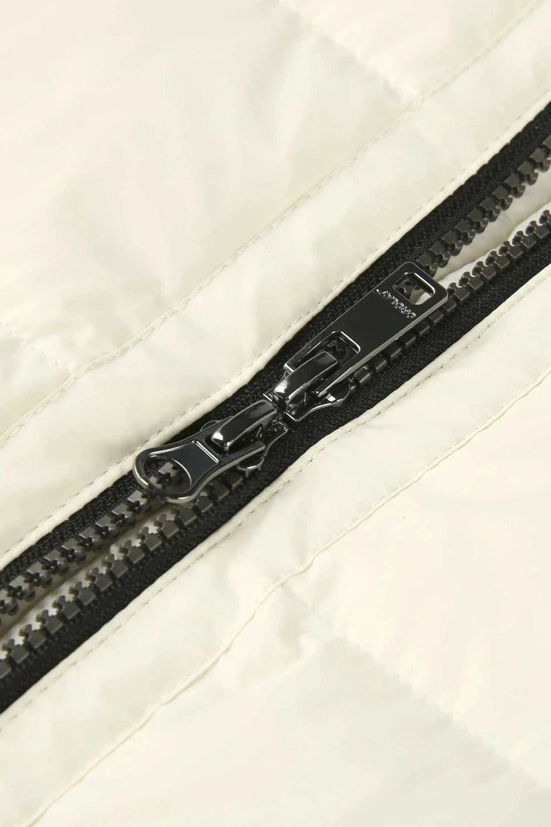 Slant Pocket Zip up Puffer Down Coat-zoom-