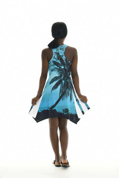 Sleeveless Palm Tree Print Short Dress - Primrose Signature Boutique