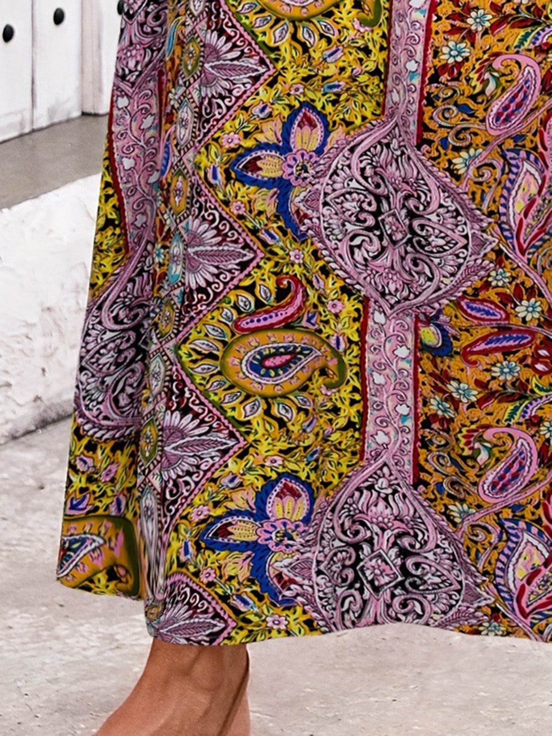 Slit Printed Elastic Waist Skirt - Primrose Signature Boutique