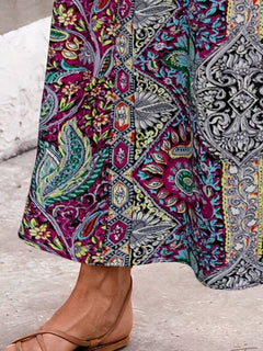 Slit Printed Elastic Waist Skirt - Primrose Signature Boutique