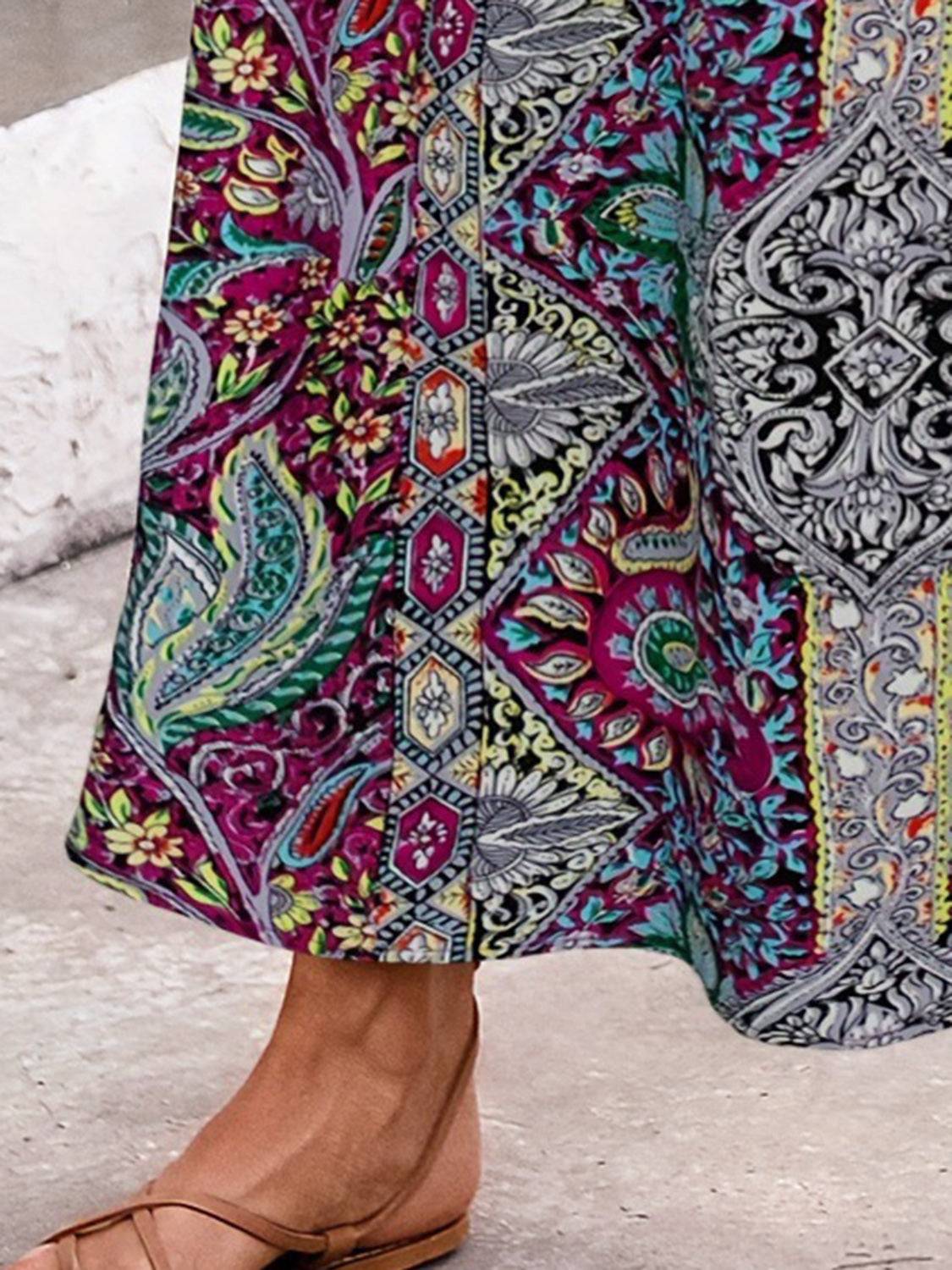 Slit Printed Elastic Waist Skirt - Primrose Signature Boutique