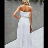 Strapless High Waist Maxi Tie Ruffle Dress-zoom-3