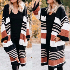 Striped Long Sweater Cardigan - Primrose Signature Boutique