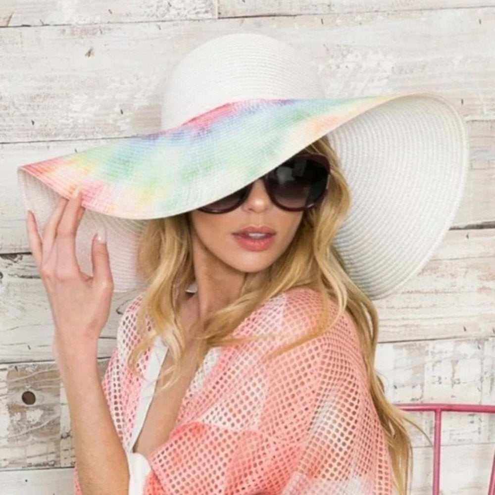 Stunning Seaside Tie Dye Floppy Beach Hat - Primrose Signature Boutique