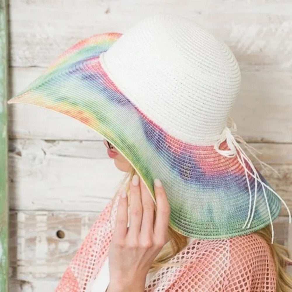 Stunning Seaside Tie Dye Floppy Beach Hat - Primrose Signature Boutique