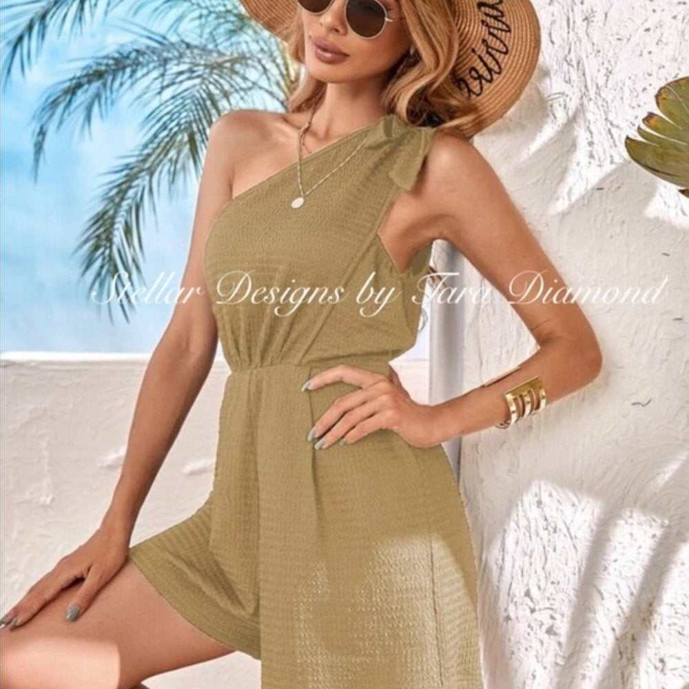 Stylish Comfy One Shoulder Romper-zoom-1