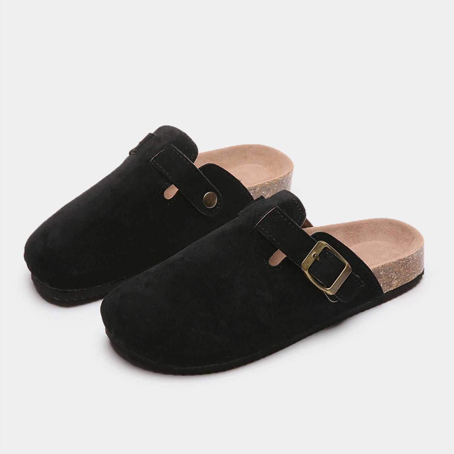 Suede Closed Toe Buckle Slide - Primrose Signature Boutique